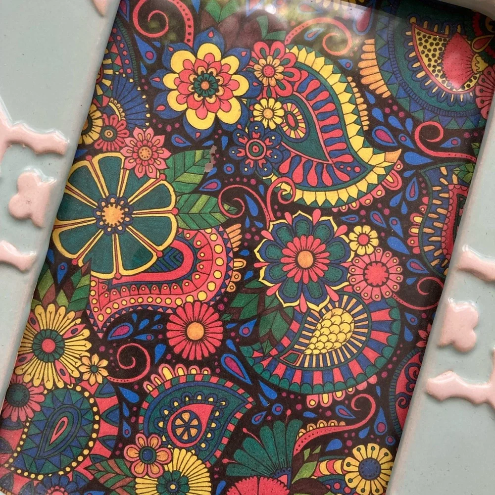 LAST CHANCE! Framed OOAK Paisley and Floral pattern hand-colored ink artwork. - Picture 9 of 11